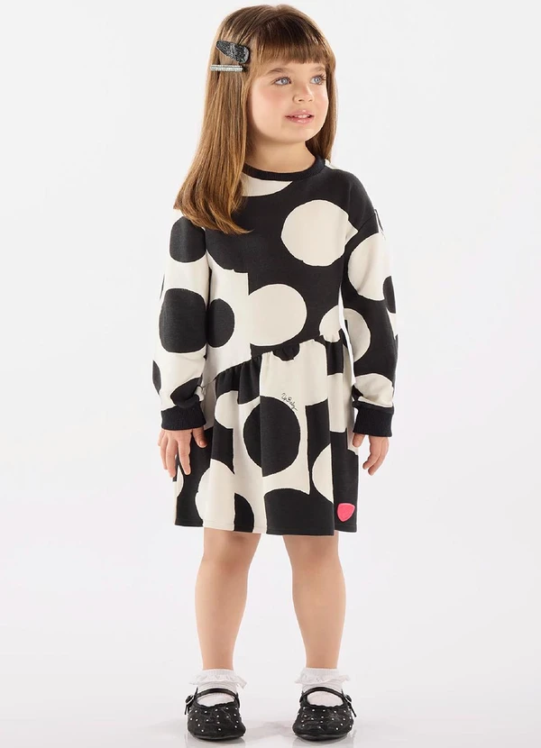 Up Baby - Vestido Molecotton Manga Longa Preto