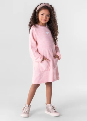 Brandili Mundi - Vestido Moletom Tricô Infantil Menina   Rosa - BRANDILI MUNDI