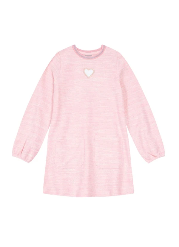 Brandili Mundi - Vestido Moletom Tricô Infantil Menina   Rosa 2