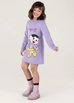 Brandili - Vestido Moletom Turma da Mônica Infantil Lilás - BRANDILI