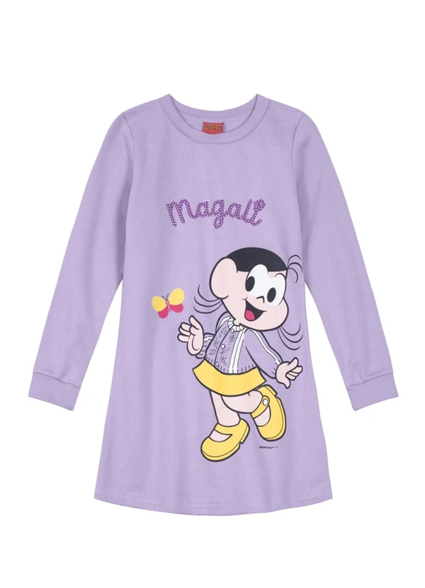 Brandili - Vestido Moletom Turma da Mônica Infantil Lilás 2