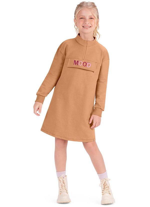 Alenice - Vestido Mood Manga Longa Menina Marrom