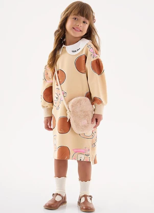 Up Baby - Vestido Mullet Manga Longa Infantil Marrom - UP BABY