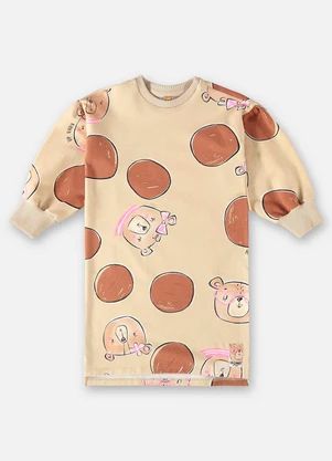 Up Baby - Vestido Mullet Manga Longa Infantil Marrom - UP BABY