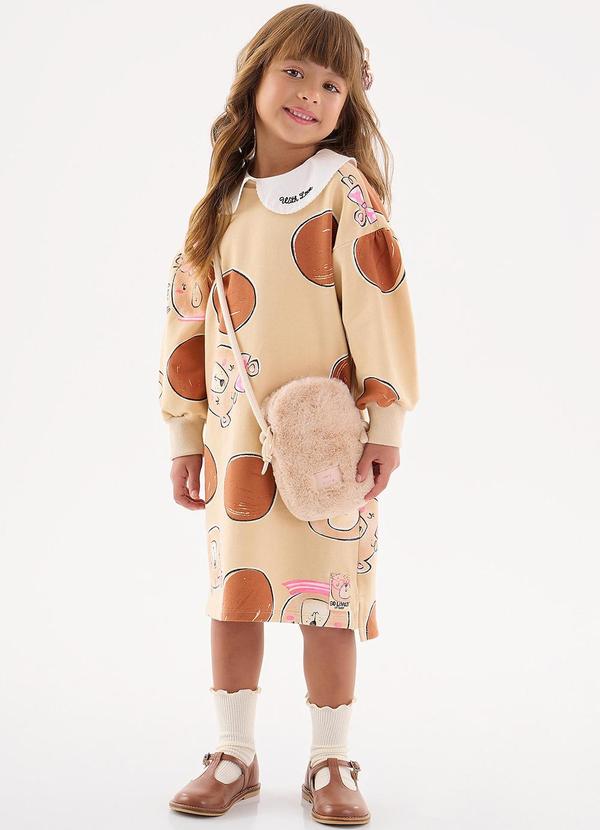 Up Baby - Vestido Mullet Manga Longa Infantil Marrom