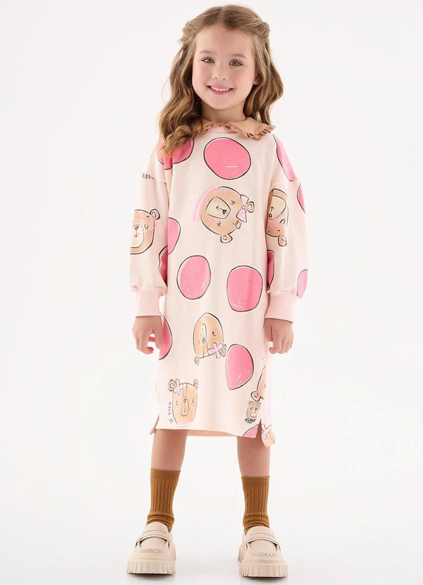 Up Baby - Vestido Mullet Manga Longa Infantil Rosa