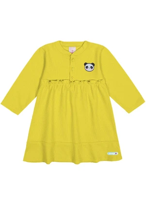 Abrange - Vestido Panda Baby Amarelo - ABRANGE