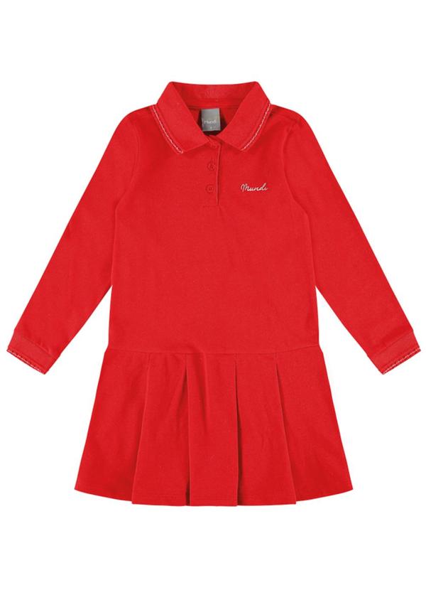 Brandili Mundi - Vestido Polo Infantil Menina Clássico Vermelho 2