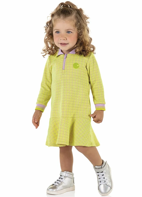 Marisol - Vestido Polo Manga Longa Infantil Verde