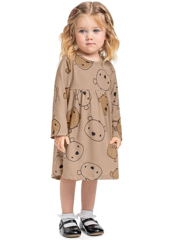 Bee Loop - Vestido Ursinho em Cotton Marrom