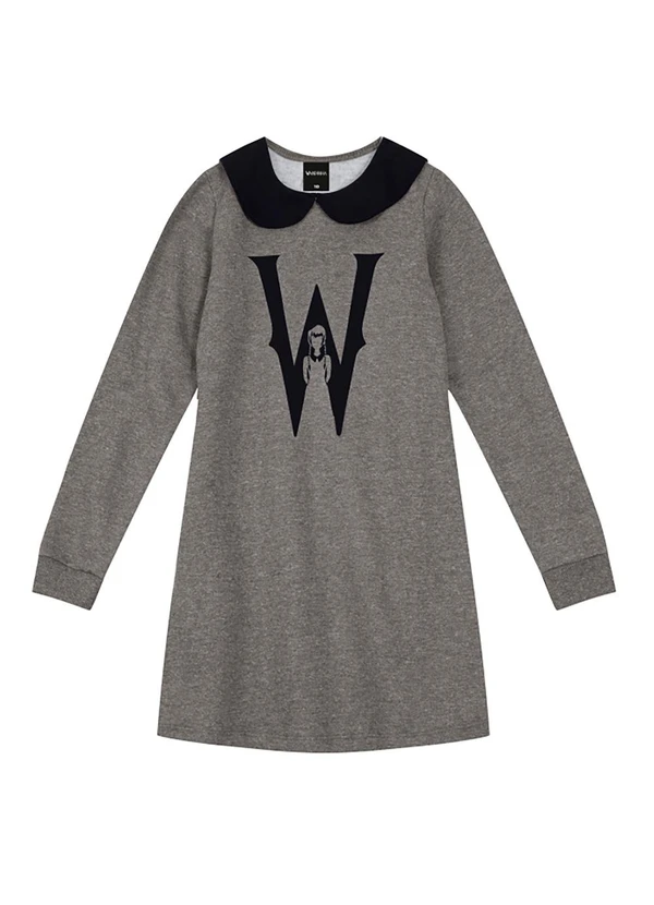 Brandili - Vestido Wandinha Infantil Menina Cinza 2