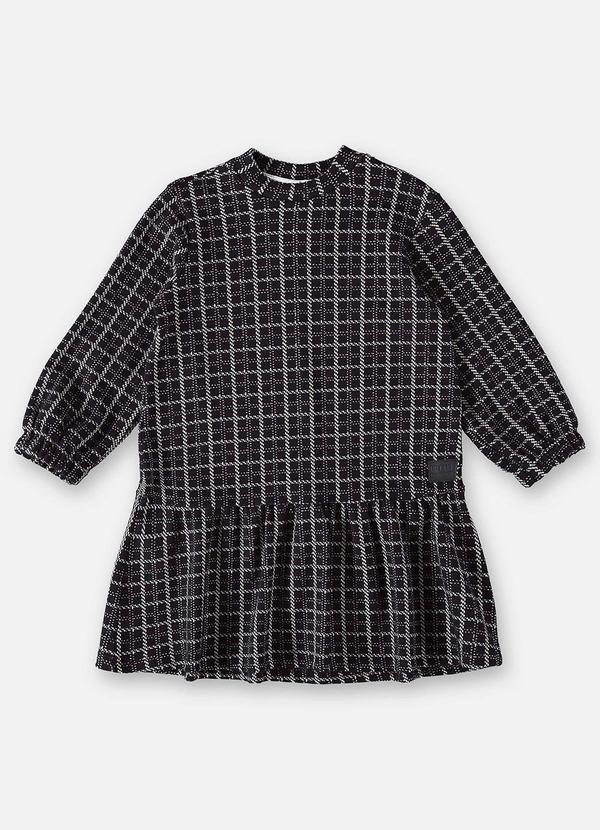 Up Baby - Vestido Xadrez em Jacquard Infantil Preto 1