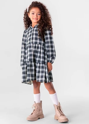 Brandili Mundi - Vestido Xadrez Infantil Menina Branco - BRANDILI MUNDI