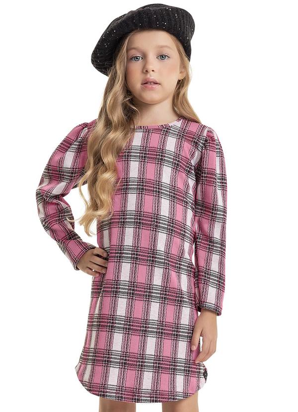 Quimby - Vestido Xadrez Infantil Rosa