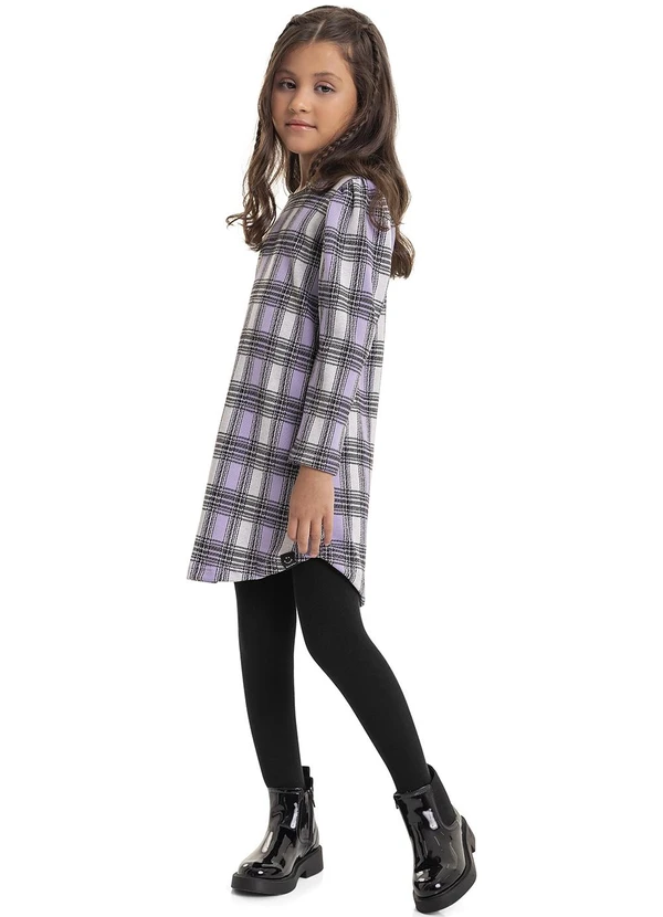 Quimby - Vestido Xadrez Infantil Roxo 2