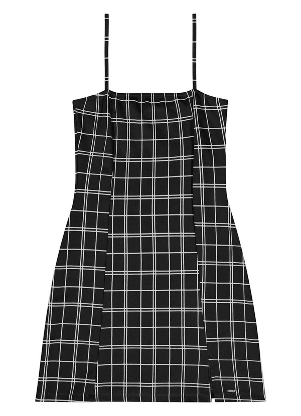 Gloss - Vestido Xadrez Juvenil Preto 3