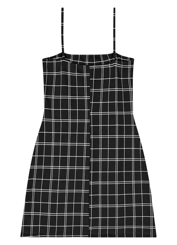 Gloss - Vestido Xadrez Juvenil Preto 4