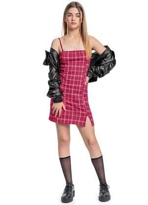 Gloss - Vestido Xadrez Juvenil Rosa - GLOSS