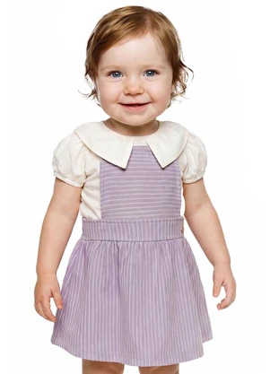 Colorittá - Conjunto Bebê Menina Molecotton Listrado Roxo - COLORITTÁ
