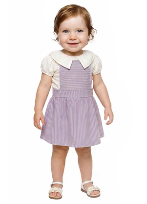 Colorittá - Conjunto Bebê Menina Molecotton Listrado Roxo - COLORITTÁ