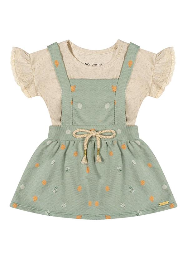 Colorittá - Conjunto Bebê Menina Salopete Colorittá Bege