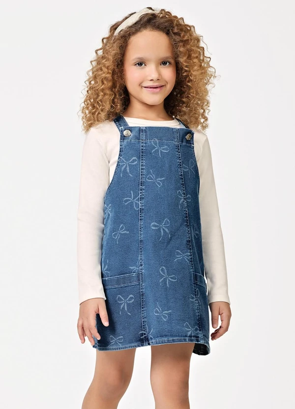 Trick Nick - Conjunto Blusa com Salopete Jeans Azul
