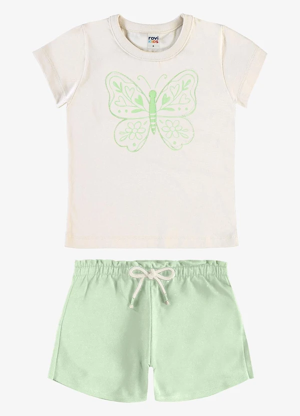 Rovi Kids - Conjunto Blusa com Shorts Infantil Bege