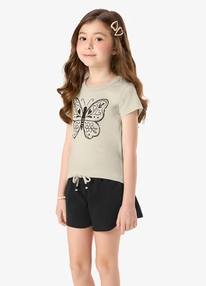 Rovi Kids - Conjunto Blusa com Shorts Infantil Bege - ROVI KIDS
