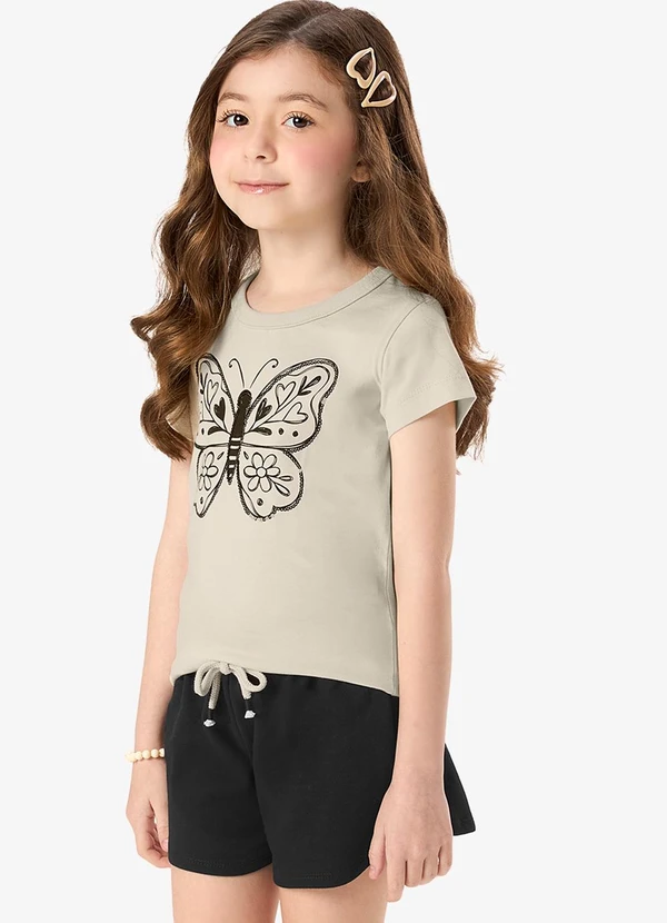 Rovi Kids - Conjunto Blusa com Shorts Infantil Preto