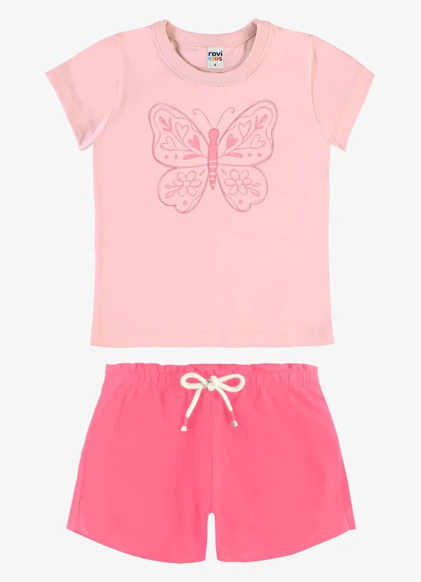 Rovi Kids - Conjunto Blusa com Shorts Infantil Rosa
