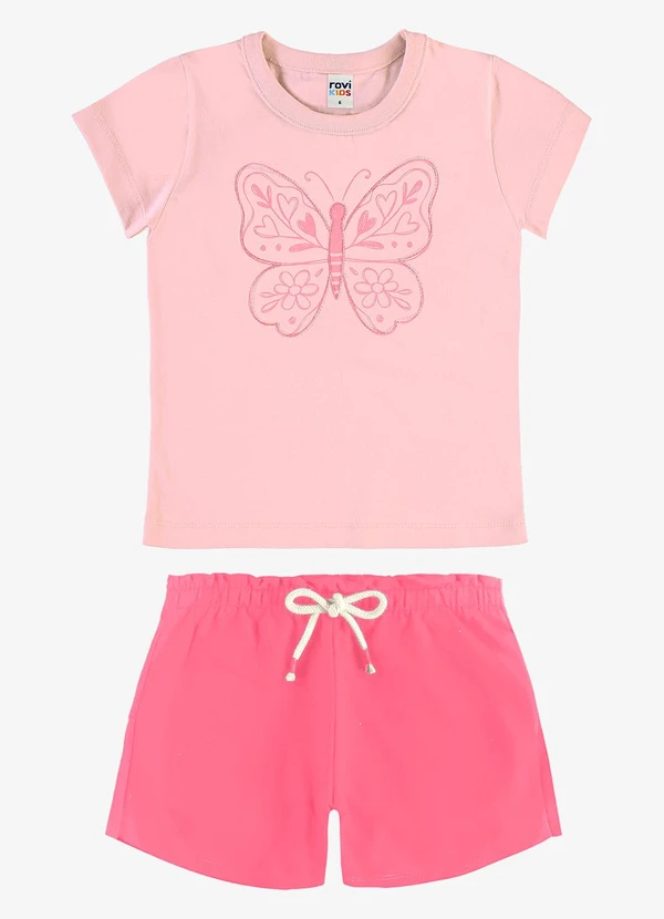 Rovi Kids - Conjunto Blusa com Shorts Infantil Rosa