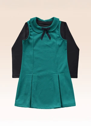 Fakini Kids - Conjunto Blusa Manga Longa e Vestido Preto - FAKINI KIDS