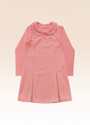 Fakini Kids - Conjunto Blusa Manga Longa e Vestido Rosa - FAKINI KIDS