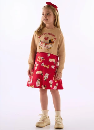 Quimby - Conjunto Hot Dog Blusão e Vestido Marrom - QUIMBY