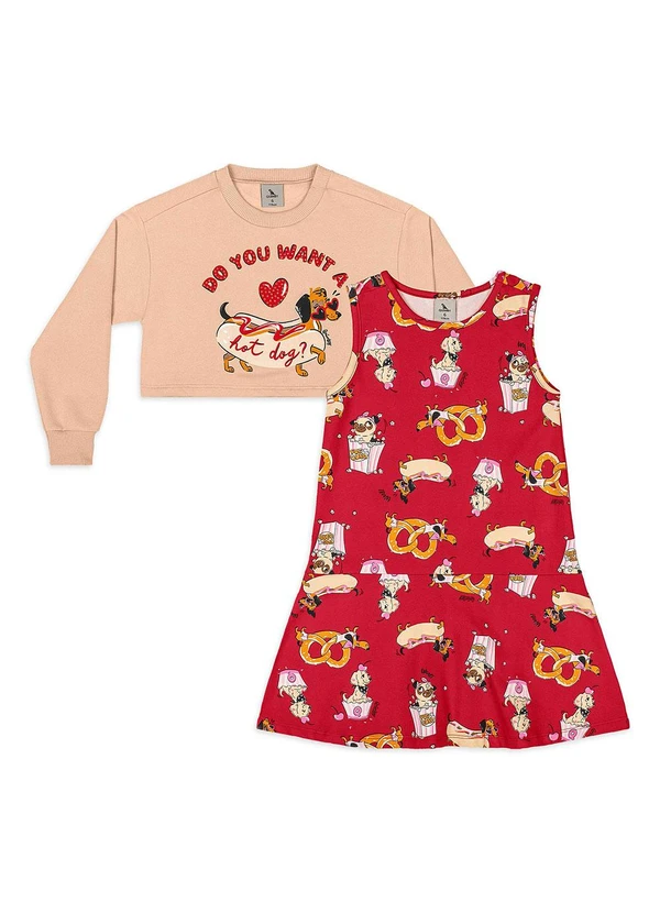 Quimby - Conjunto Hot Dog Blusão e Vestido Marrom 3