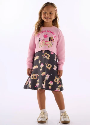 Quimby - Conjunto Hot Dog Blusão e Vestido Rosa - QUIMBY