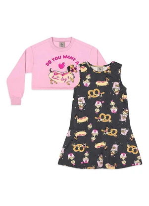 Quimby - Conjunto Hot Dog Blusão e Vestido Rosa - QUIMBY