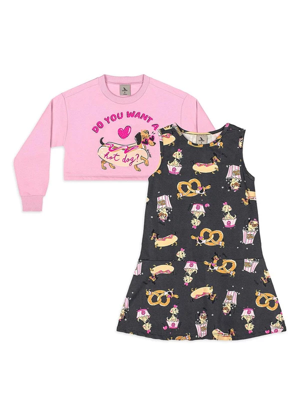 Quimby - Conjunto Hot Dog Blusão e Vestido Rosa 2
