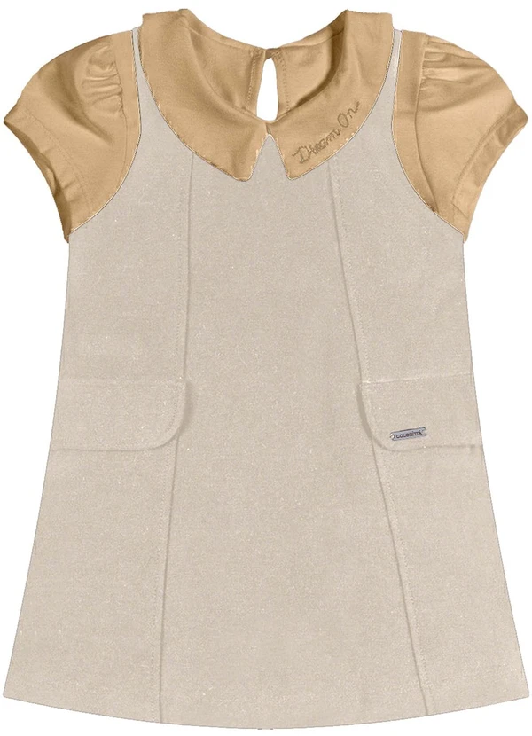 Colorittá - Conjunto Infantil Menina Blusa e Vestido Bege