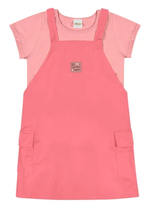 Elian - Conjunto Infantil Menina com Sobreposição Rosa - ELIAN