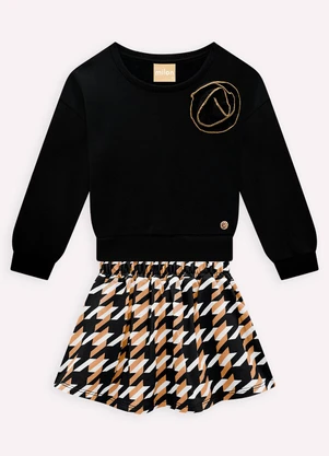 Milon - Conjunto Infantil Menina Estampa Preto - MILON