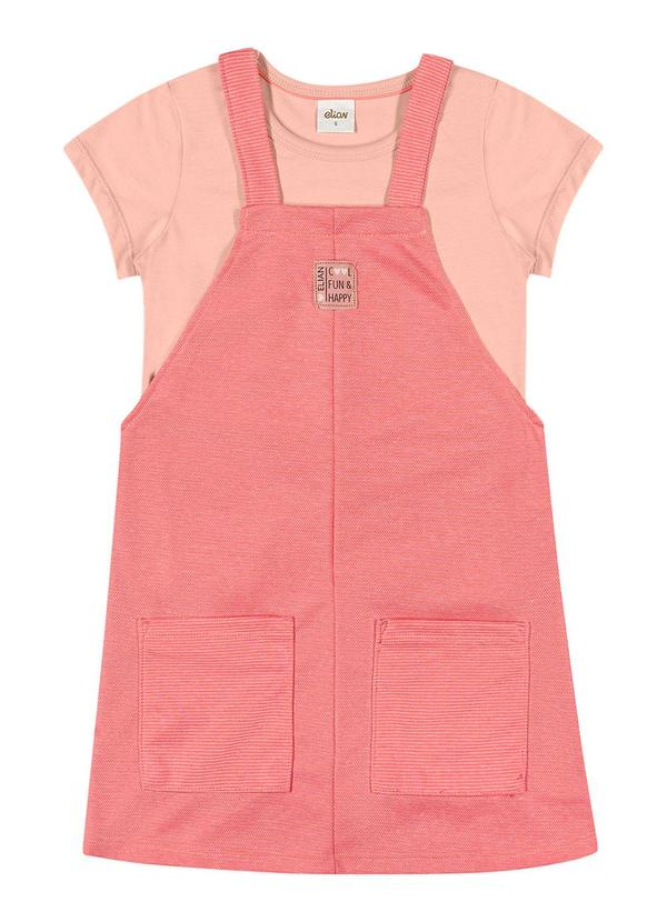Elian - Conjunto Infantil Menina Salopete Elian Rosa
