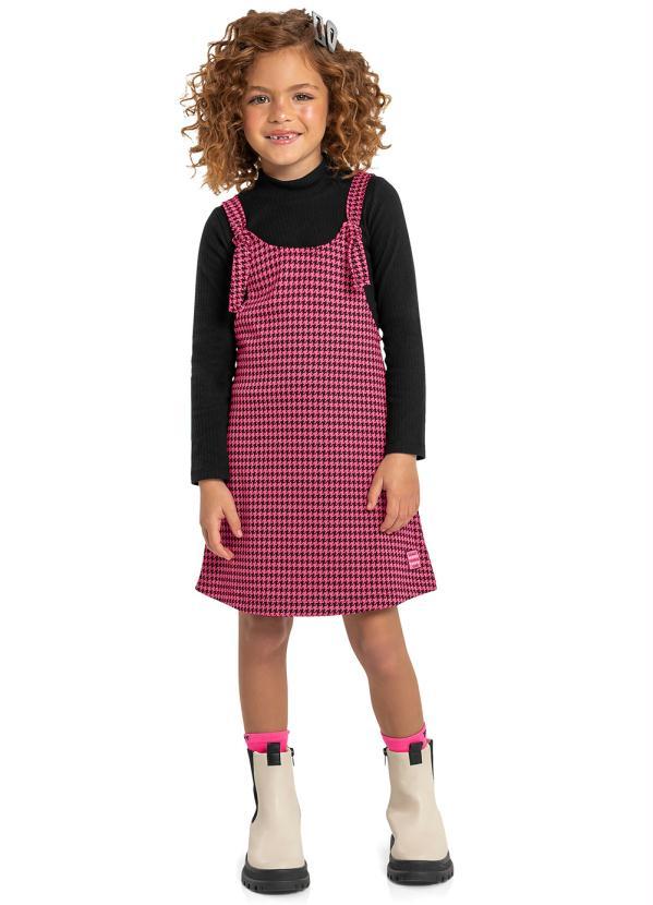 Quimby - Conjunto Salopete e Blusa Canelada Rosa