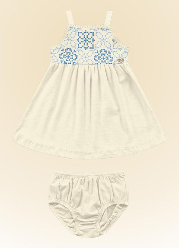 Fakini Kids - Conjunto Vestido/Cobre Fralda Bege