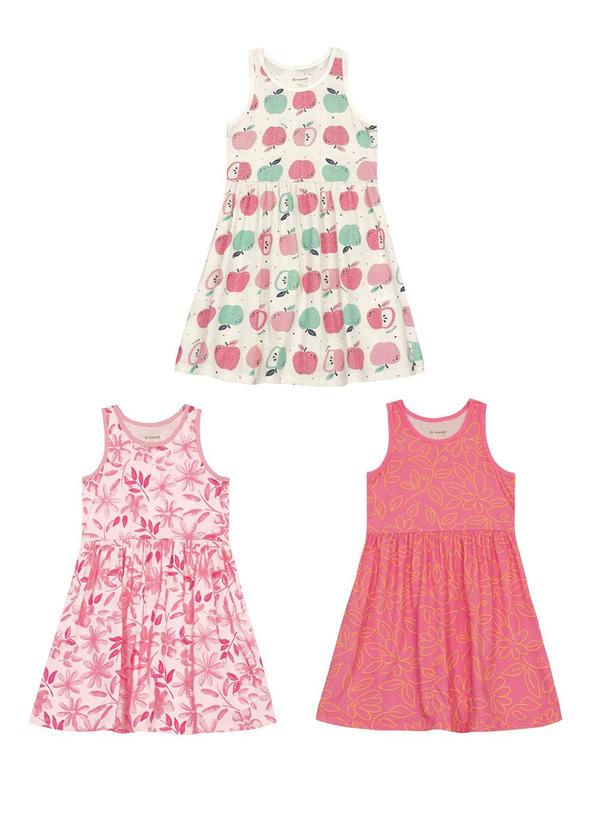 Brandili - Kit Infantil Menina com 3 Vestidos Sortidos