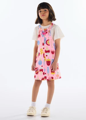 Quimby - Salopete Infantil Moletom Rosa - QUIMBY