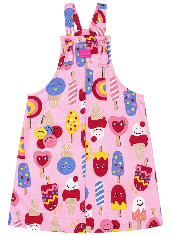 Quimby - Salopete Infantil Moletom Rosa 2