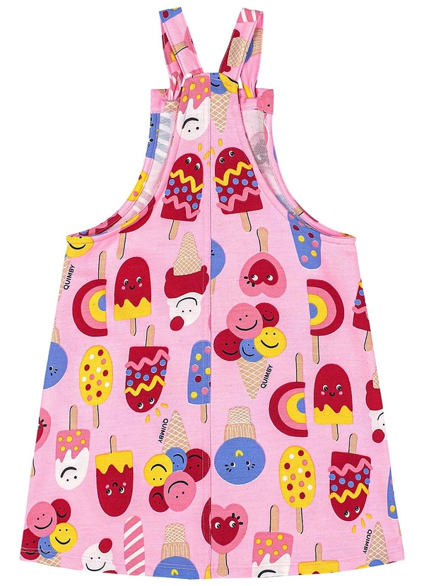 Quimby - Salopete Infantil Moletom Rosa 4