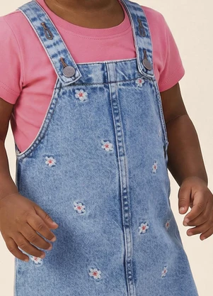 Malwee Kids - Salopete Jeans Bordada Azul Claro - MALWEE KIDS