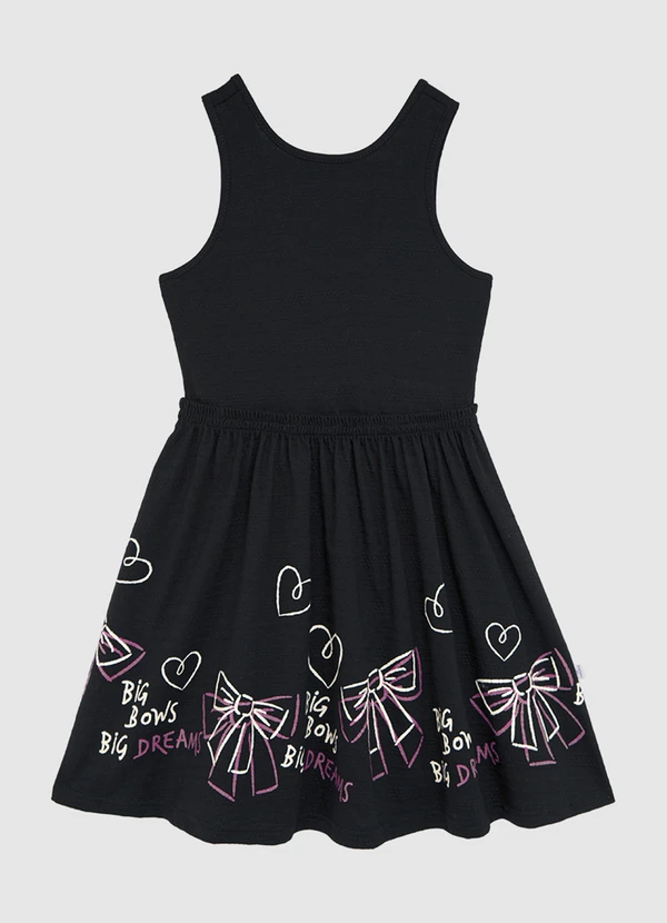 Malwee Kids - Vestido Acinturado Big Bows Preto